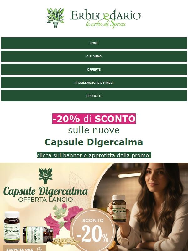 💚 Addio acidità e pancia gonfia: scopri le nuove Capsule Digercalma con il -20% ✨