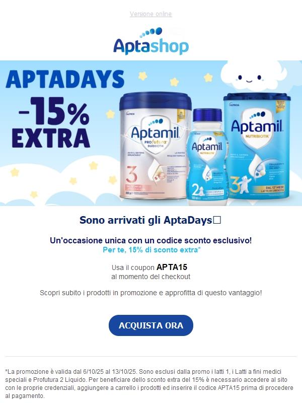 Apta Days: 15% Extra di Sconto⭐