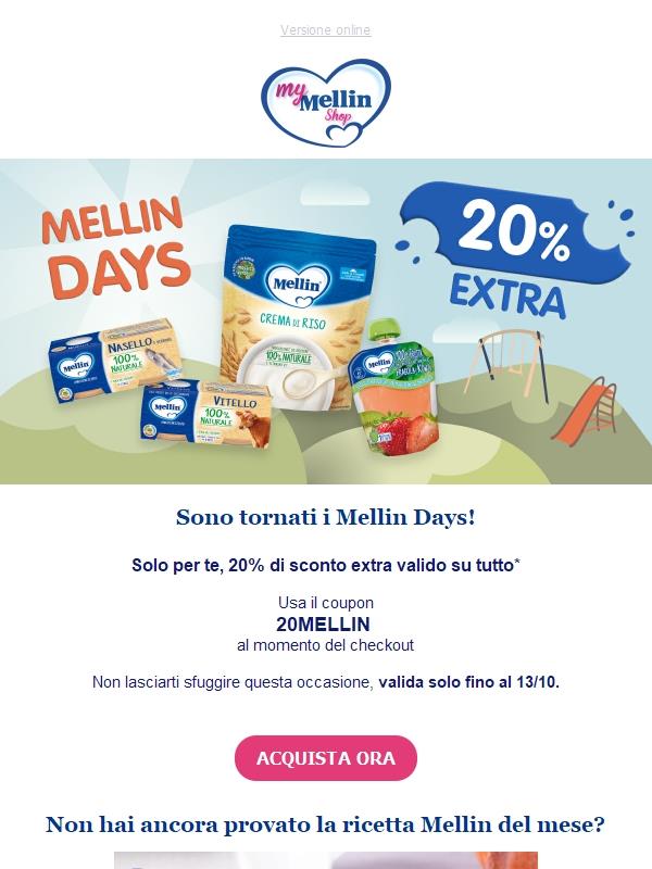 ⏰Mellin Days: 20% EXTRA di sconto
