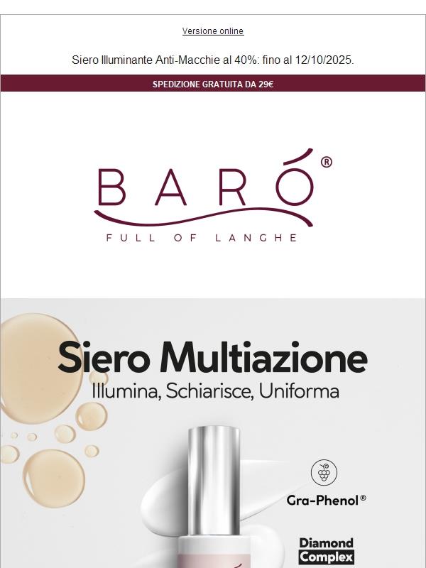 Barò Lovers, è tornato il Siero Illuminante Anti-Macchie (al 40%)🤩
