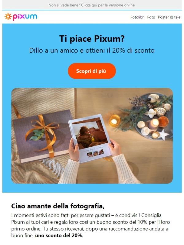 💙Invita un amico su Pixum e risparmia sul tuo prossimo ordine!