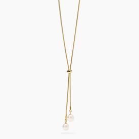 STYLE 45  Collana in acciaio dorato con catena snake, slider e pendenti con perle conchiglia