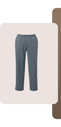 Pantaloni di jacquard con pied-de-poule, nervature e cintura elastica