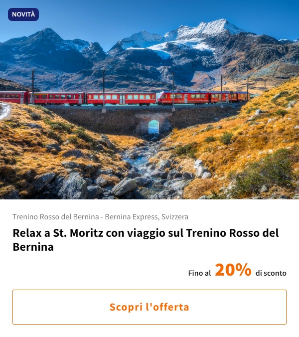 Relax a St. Moritz con viaggio sul Trenino Rosso del Bernina