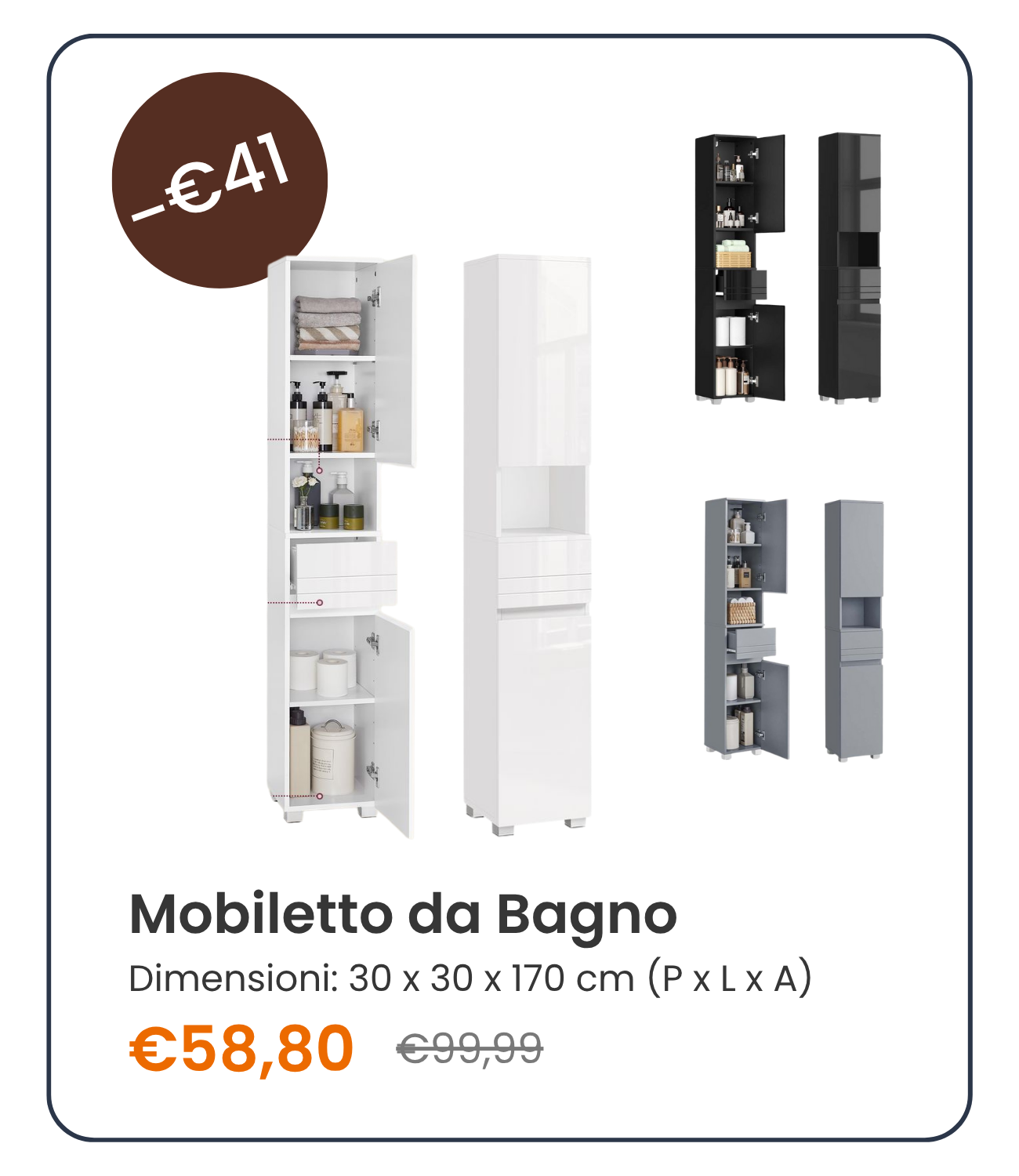 Mobiletto da Bagno Salvaspazio Regolabile