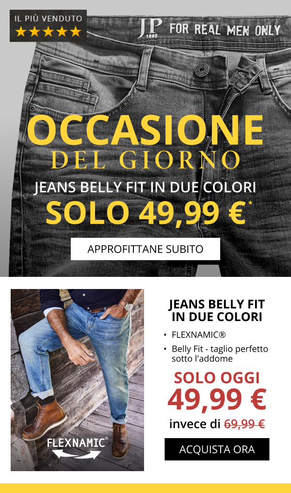 Jeans con taglio speciale per l'addome, FLEXNAMIC®, cinque tasche e taglio della gamba dritto, disponibili fino alla tg. 36/72