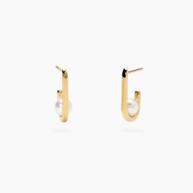 STYLE 45  Orecchini in acciaio dorato con perle conchiglia