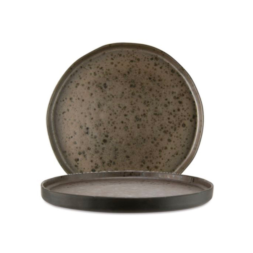 15 cm - Phobos Piatto Pane In Stoneware Set 6 Pz - Marrone & Ruggine Reattivo