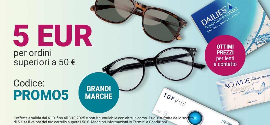 5€ di sconto per ordini superiori a 50€ - codice PROMO5