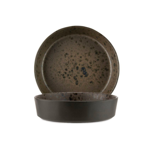 18 cm - Phobos Soup Plate in Stoneware Set 6 Pz - Reactive Brown & Rust