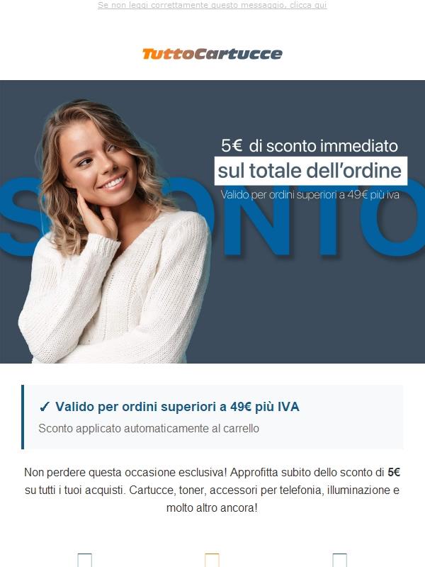🎁 5€ di sconto sul tuo ordine su tuttocartucce.com