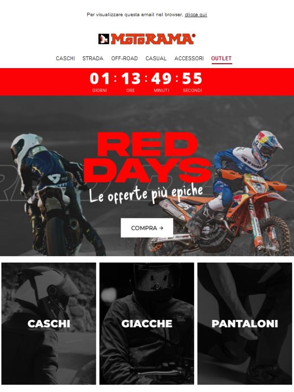 🔴RED DAYS: caschi, giacche, pantaloni e molto altro💣
