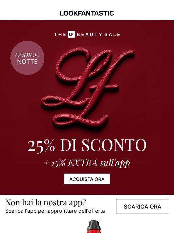 Risparmia di più: 25% + 15% extra sull'app!