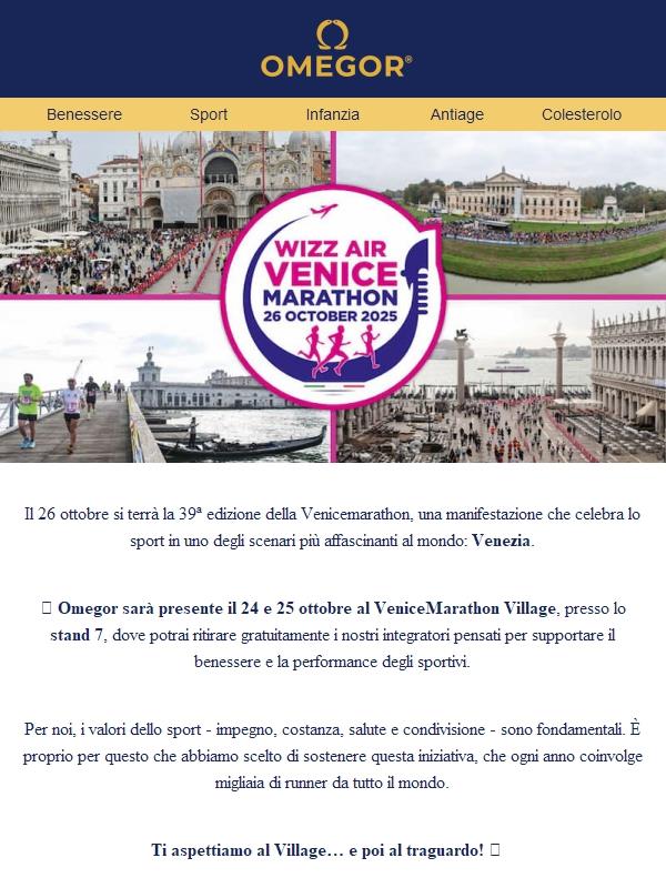 Omegor ti aspetta alla Venicemarathon 2025! 🏃‍♂️