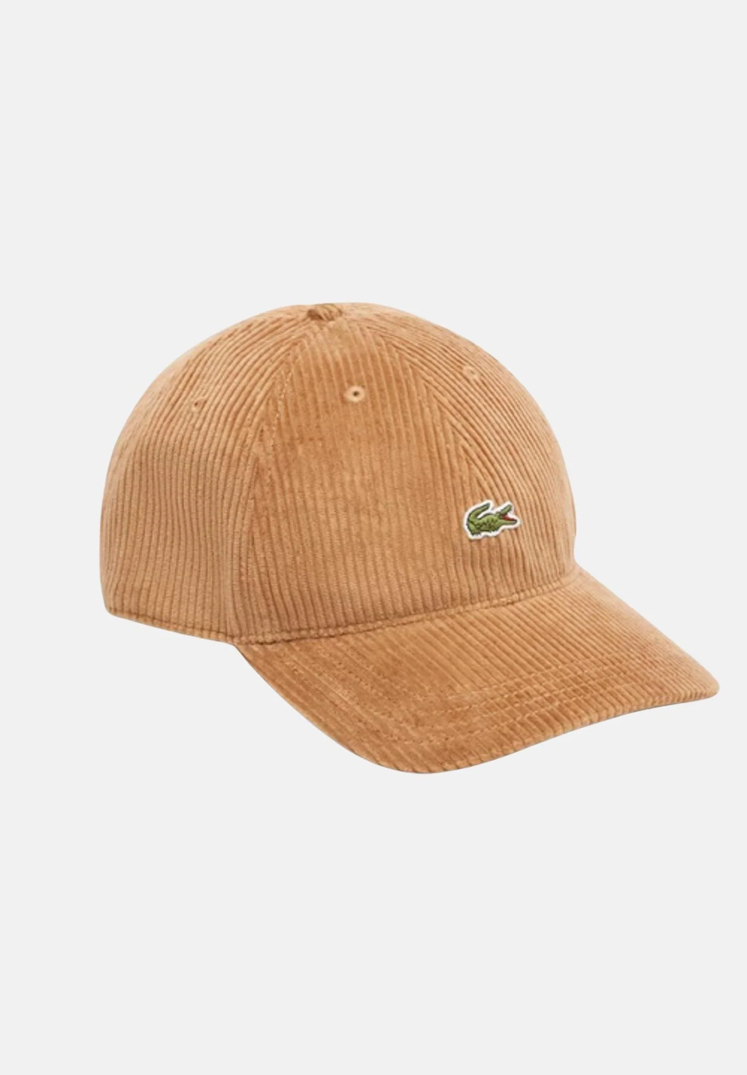 Image of LACOSTE Cappello con visiera cammello per uomo e donna in velluto a coste