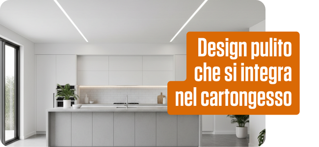 Design pulito, si integra nel cartongesso
