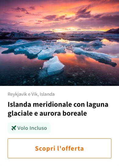 Islanda meridionale con laguna glaciale e aurora boreale