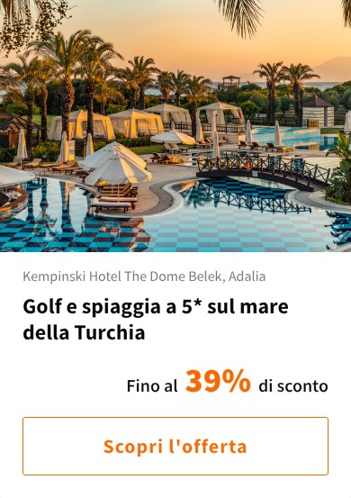 Golf e spiaggia a 5* sul mare della Turchia