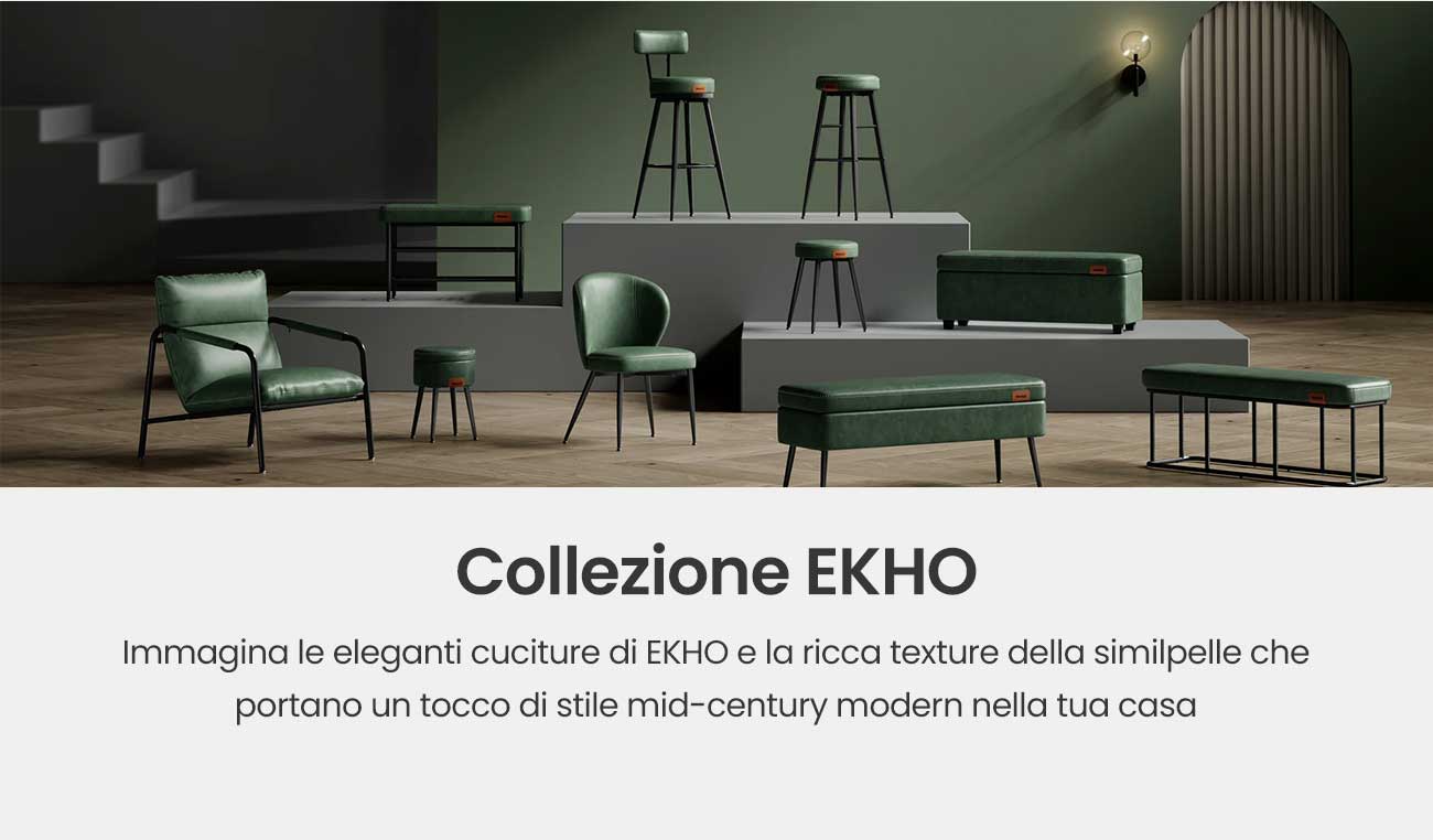 Collezione EKHO Immagina le eleganti cuciture di EKHO e la ricca texture della similpelle che portano un tocco di stile mid-century modern nella tua casa