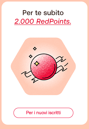 “Visual illustrato con RedPoint stilizzato. Testo: 'Per te subito 2.000 RedPoints'. Pulsante: 'Per i nuovi iscritti'.”