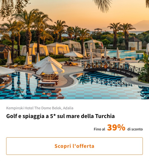 Golf e spiaggia a 5* sul mare della Turchia