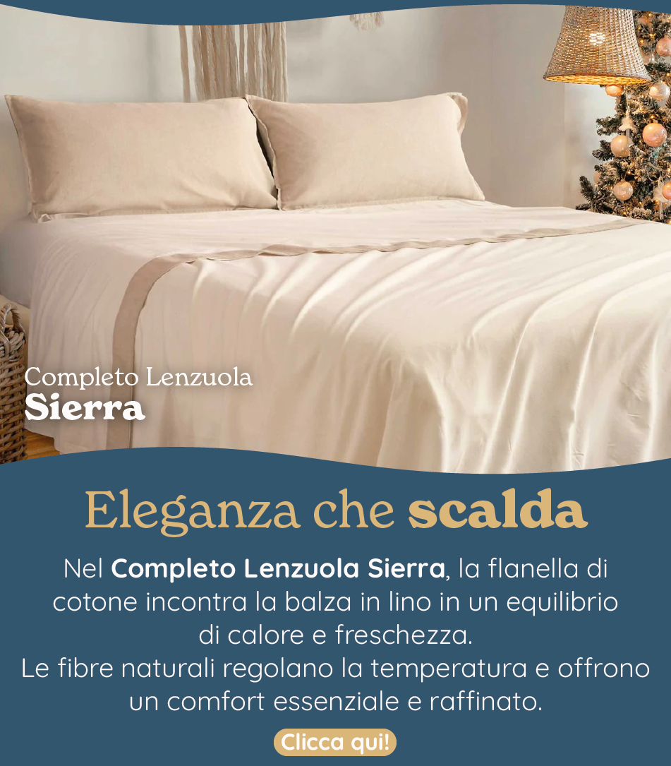 Completo Lenzuola in Flanella di Cotone con Balza in Lino - Sierra