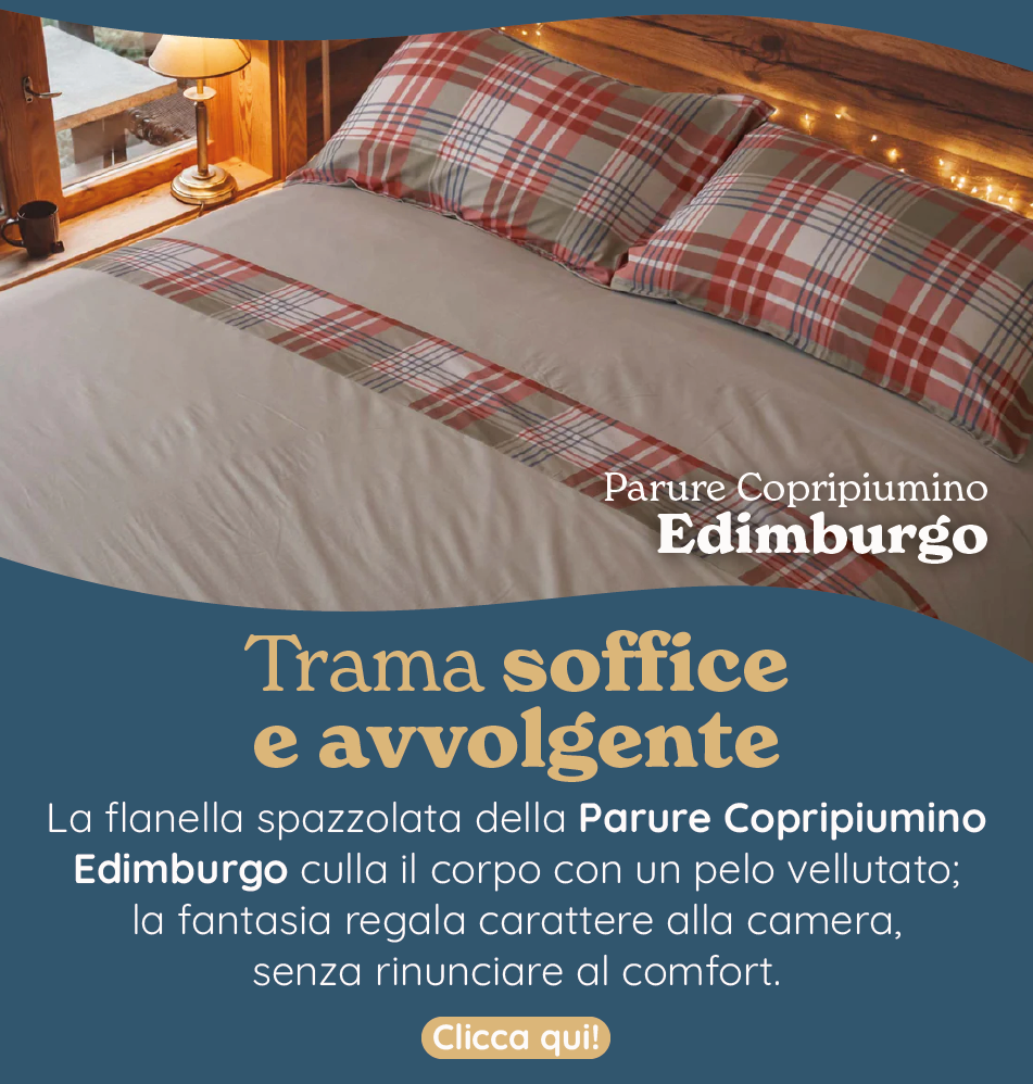Parure Copripiumino in Flanella di Cotone Balza in Raso - Edimburgo