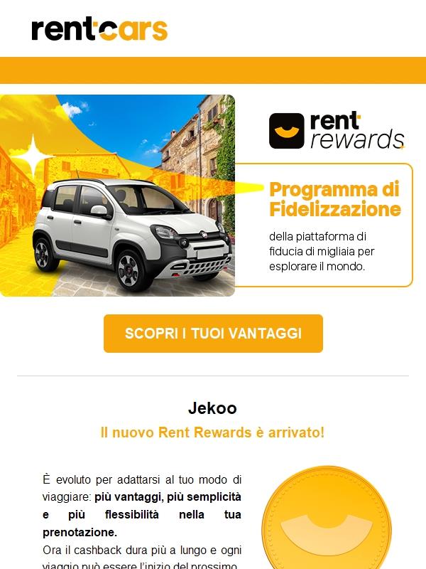 [È ARRIVATO] Rent Rewards: cashback su tutte le tue prenotazioni