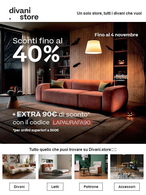 🎃 Sconti fino al 40% + EXTRA 90€ di sconto con il codice LAPAURAFA90