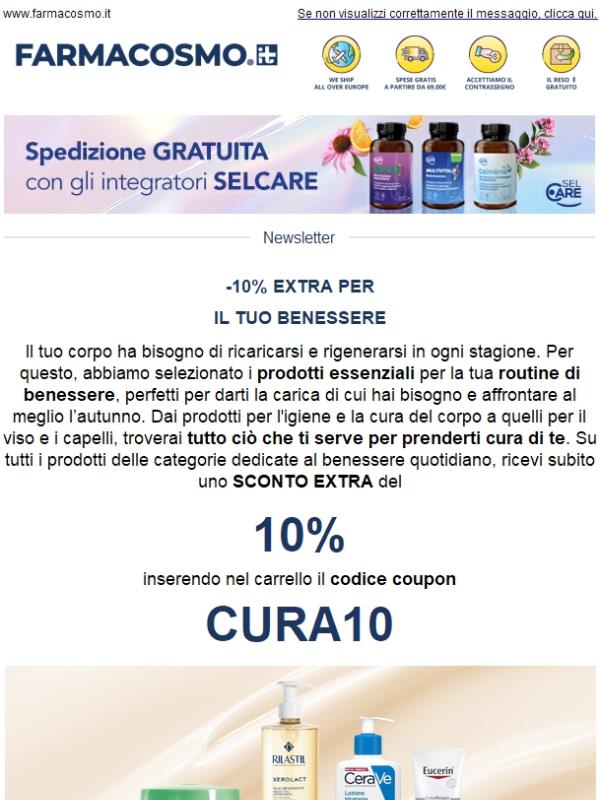 ✨ Fai il pieno di benessere! -10% EXTRA sui prodotti per la tua routine