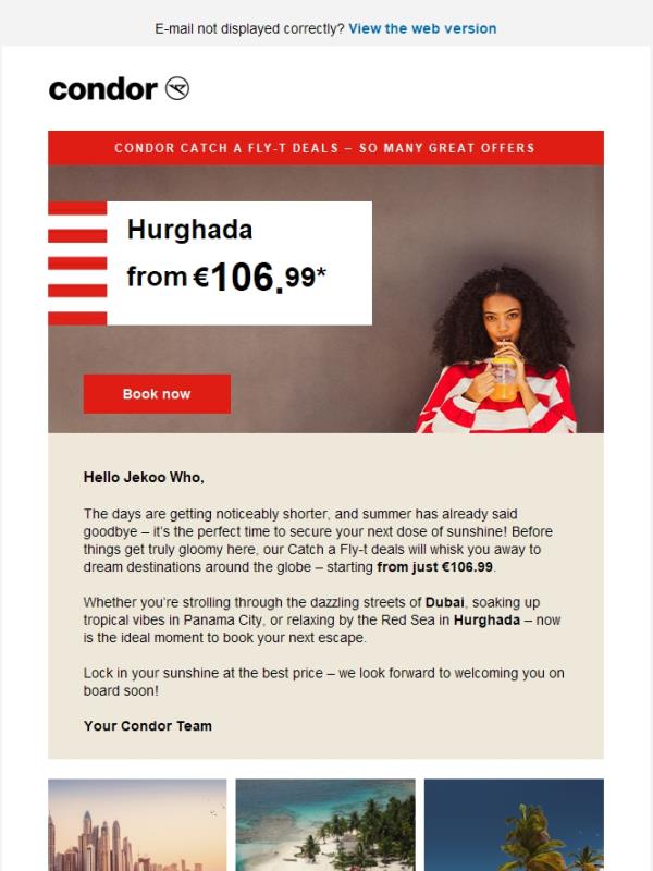 From €106.99 to dream beaches and thrilling cities.