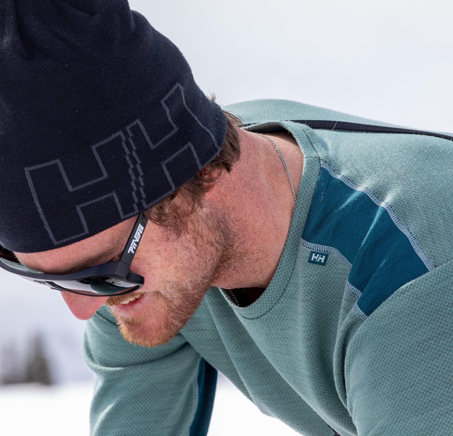 Man wearing Helly Hansen baselayers