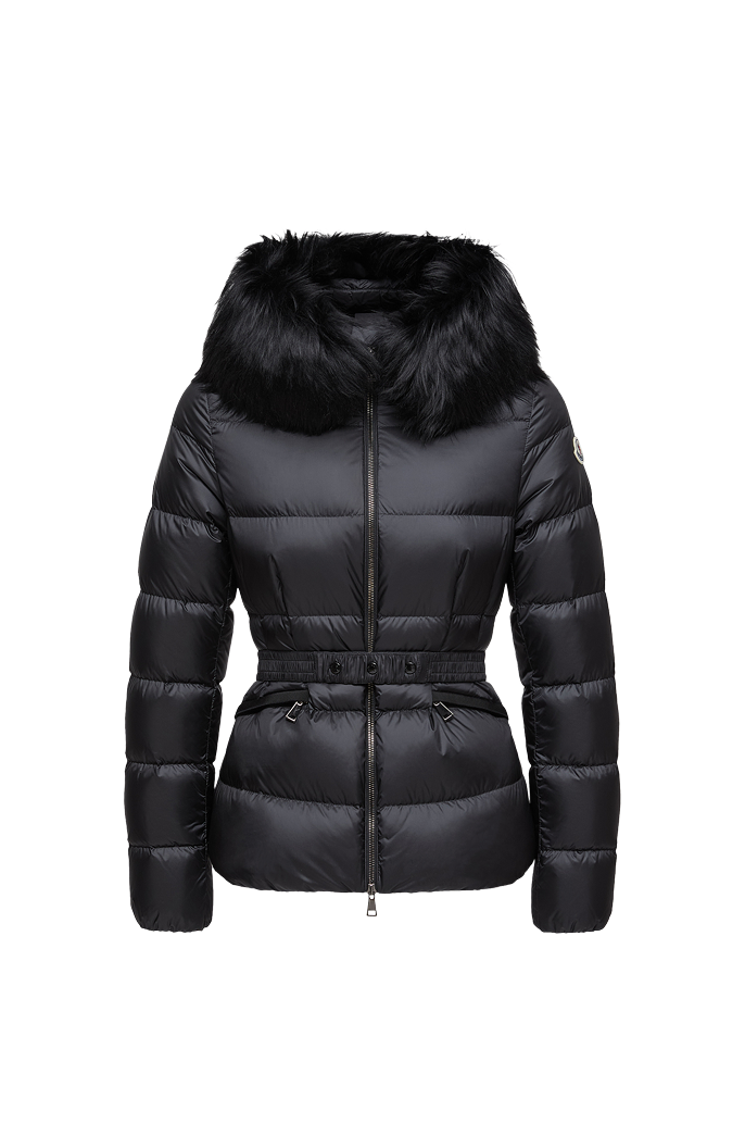 Piumino corto Boed con cappuccio e orlo in shearling