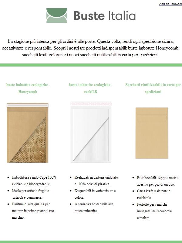 Spedisci 100% senza plastica in questa stagione.