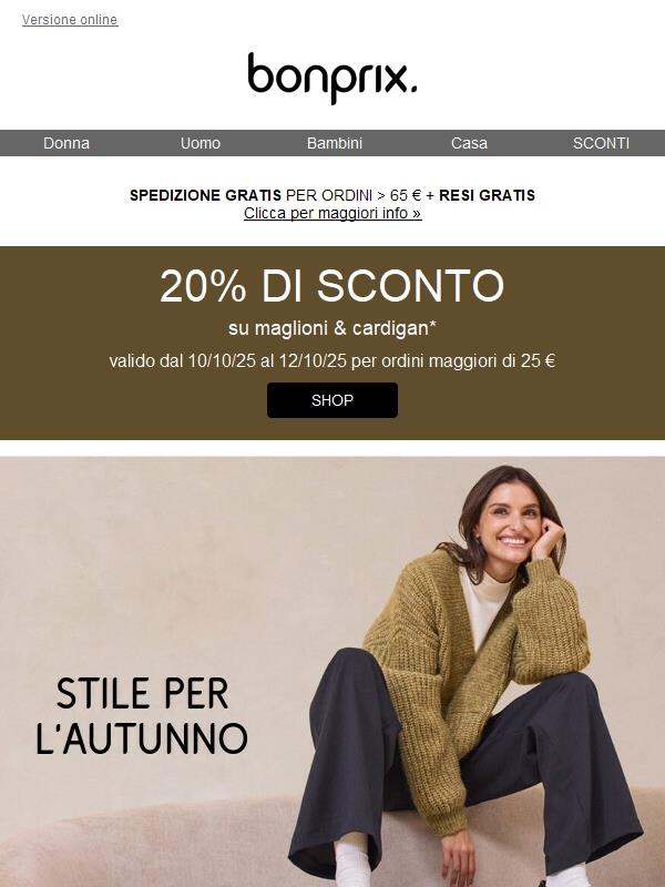 Rispamia il -20% sulla maglieria