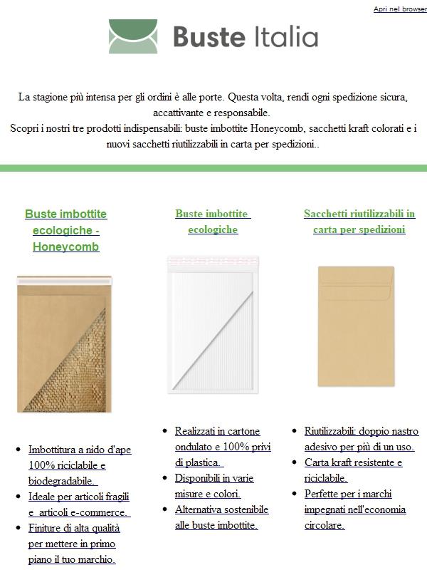 Spedisci 100% senza plastica in questa stagione.