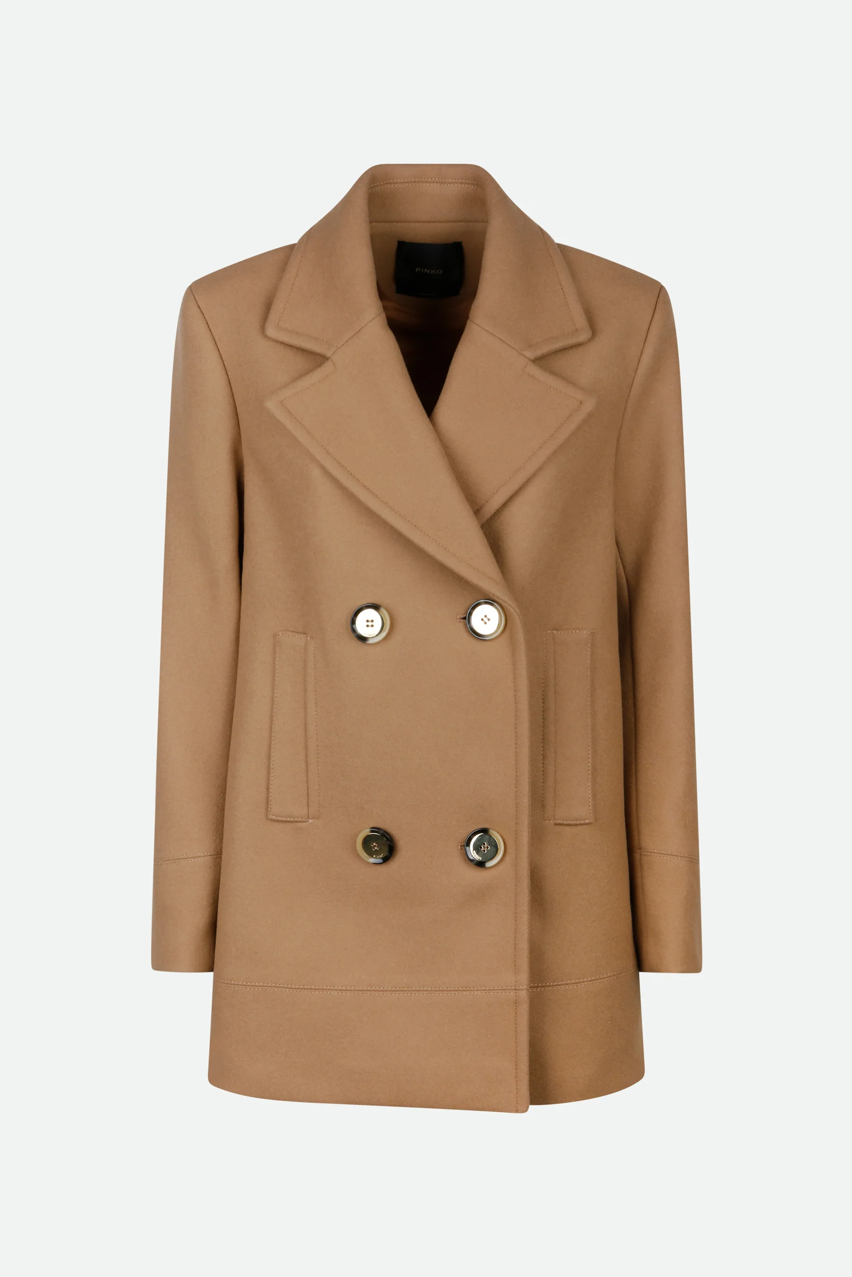 Image of Pinko Cappotto Cammello Doppiopetto