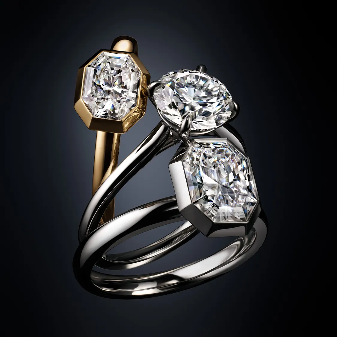Tre anelli Swarovski Created Diamonds