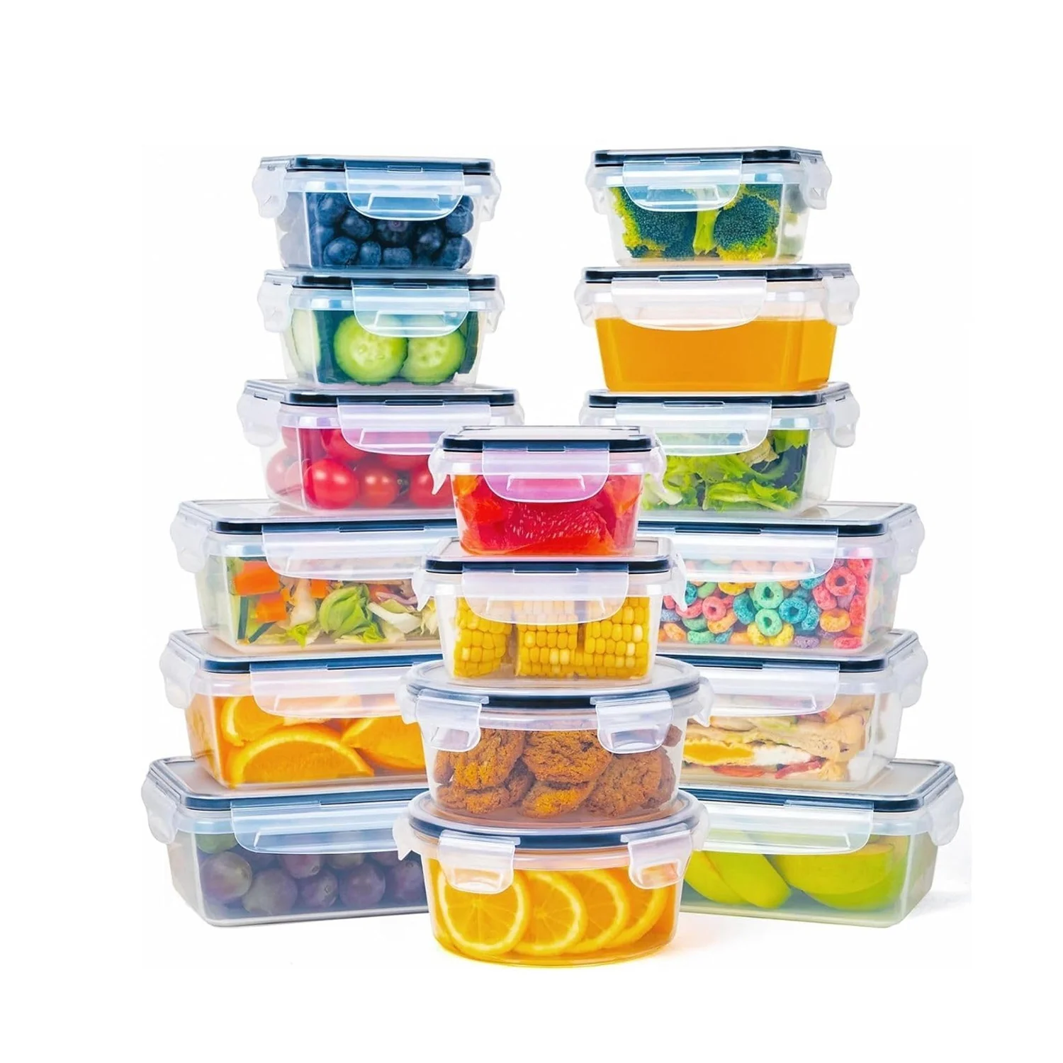 Image of Kit 16 Contenitori Alimentari per Frigo e Dispensa– Chiusura a Scatto Sicura