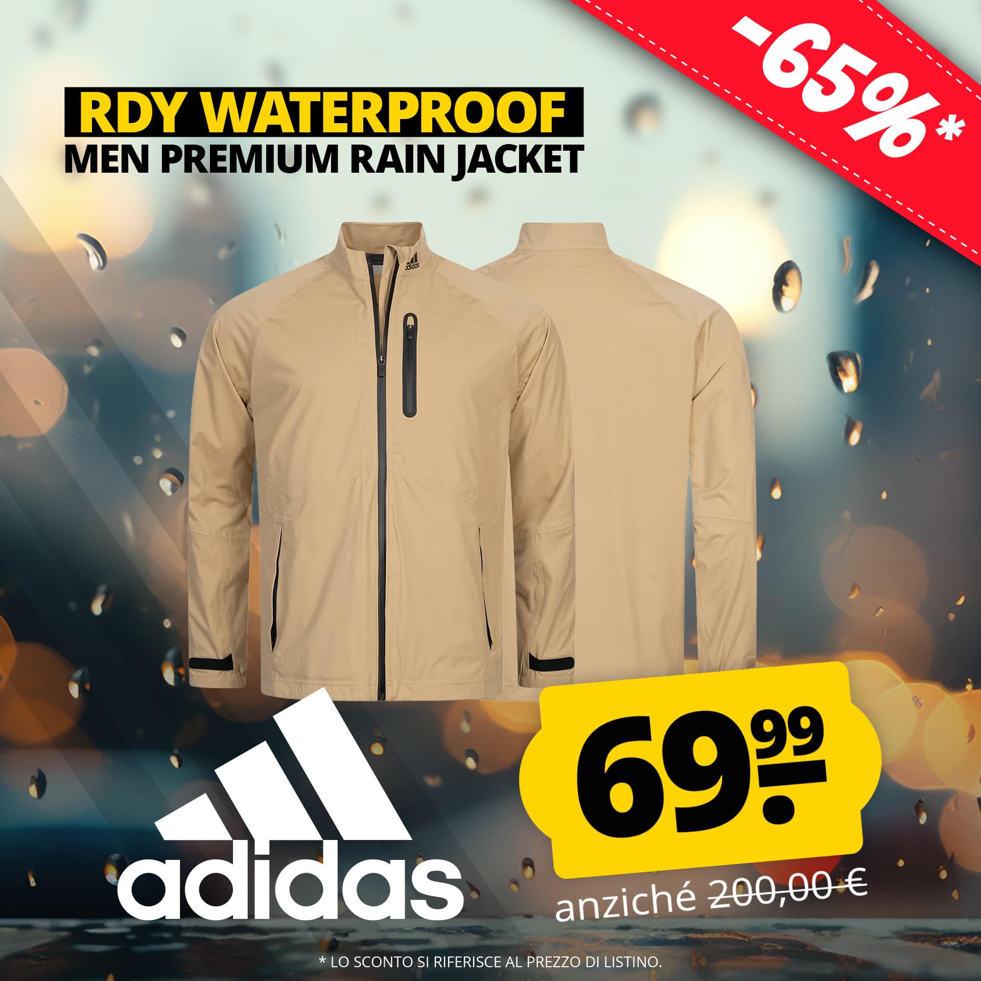Adidas rain.rdy impermeable uomo giacca da pioggia premium