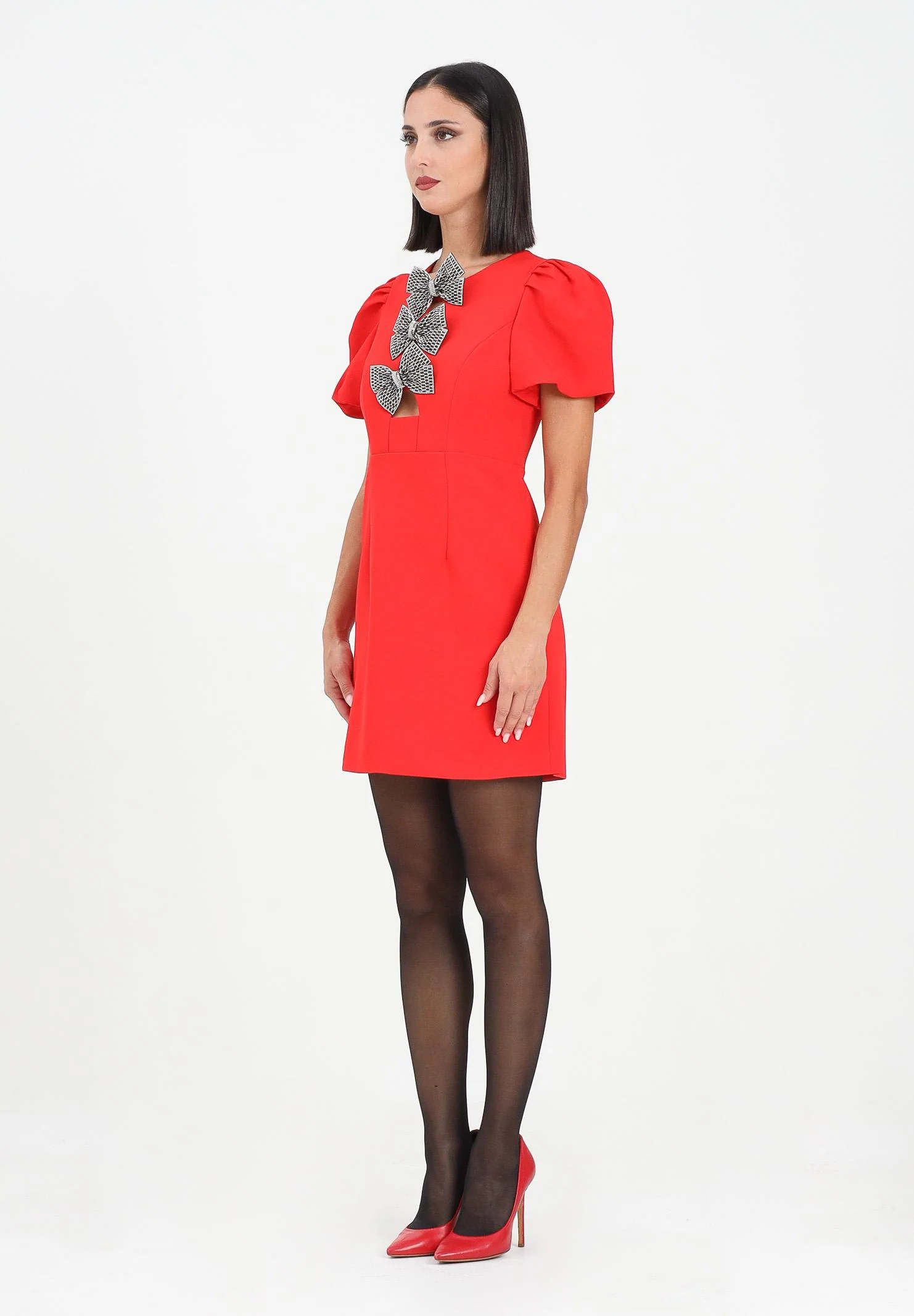 Image of ODI ODI Abito corto Alagna rosso da donna con fiocchi