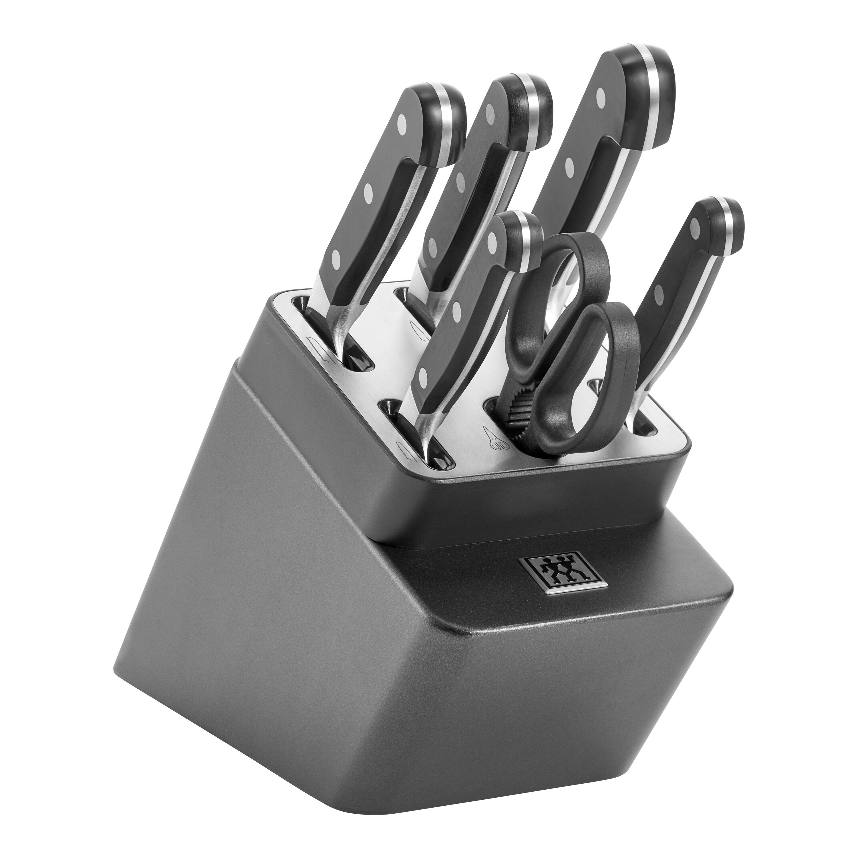 Set di coltelli con ceppo autoaffilante, 7 pezzi, antracite
