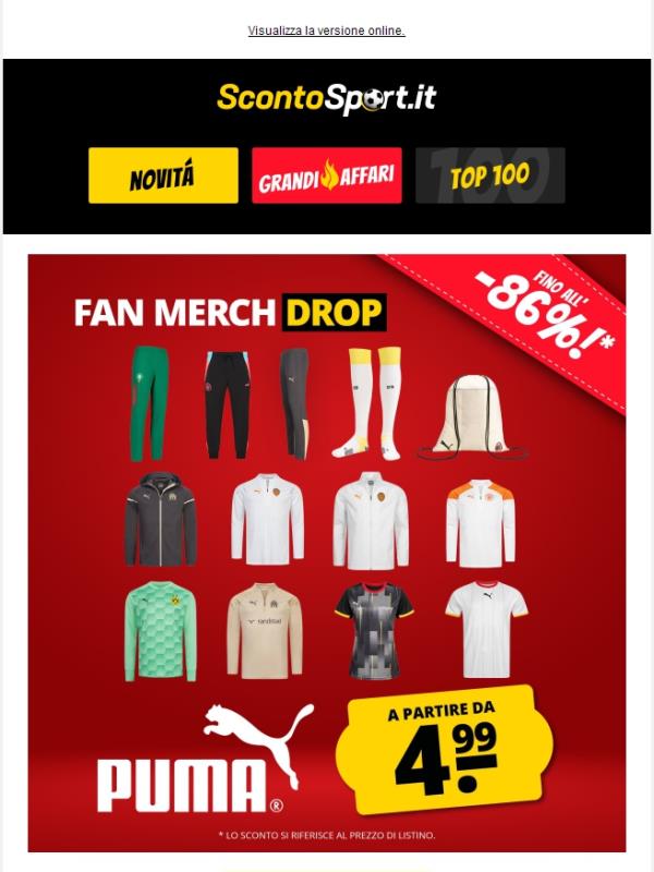 Articoli per tifosi PUMA a partire da 4,99 €! 🔥 Fino all'86 % di sconto! 🔥