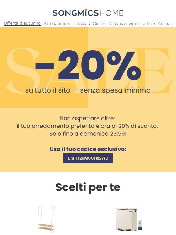 ✨ Weekend speciale: -20% su tutto!