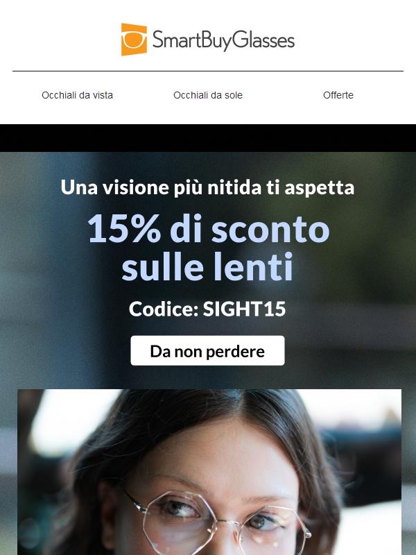 Ultima occasione per ottenere il 15% di sconto sulle lenti