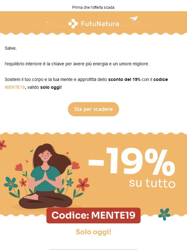 Solo per oggi: -19% su tutto ⏰