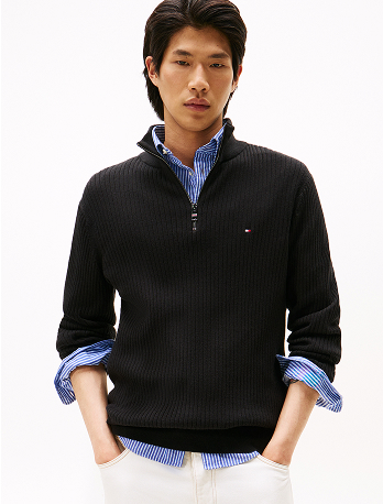 Pullover in misto cashmere con mezza zip