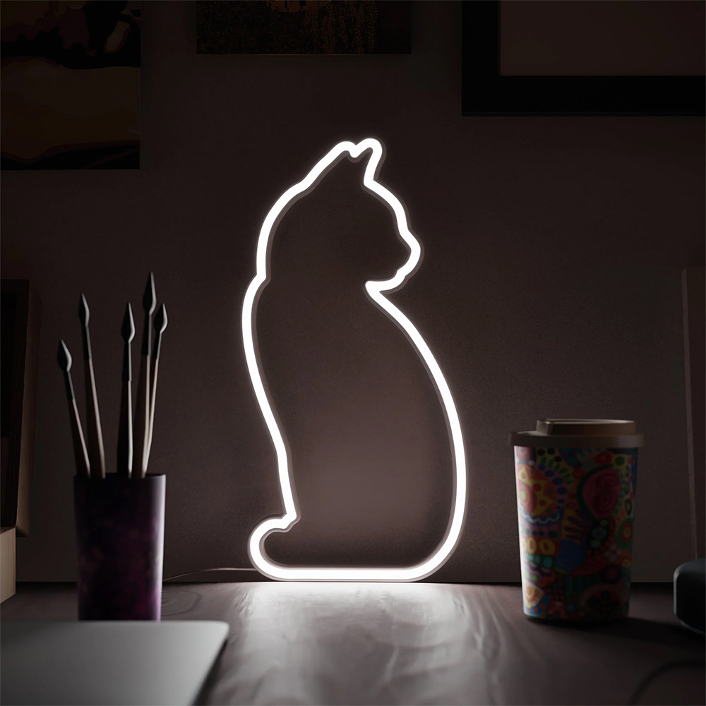 Image of Lampada Neon a forma di Gatto