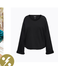Felpa con orli arrotolati, scollo rotondo e maniche lunghe raglan