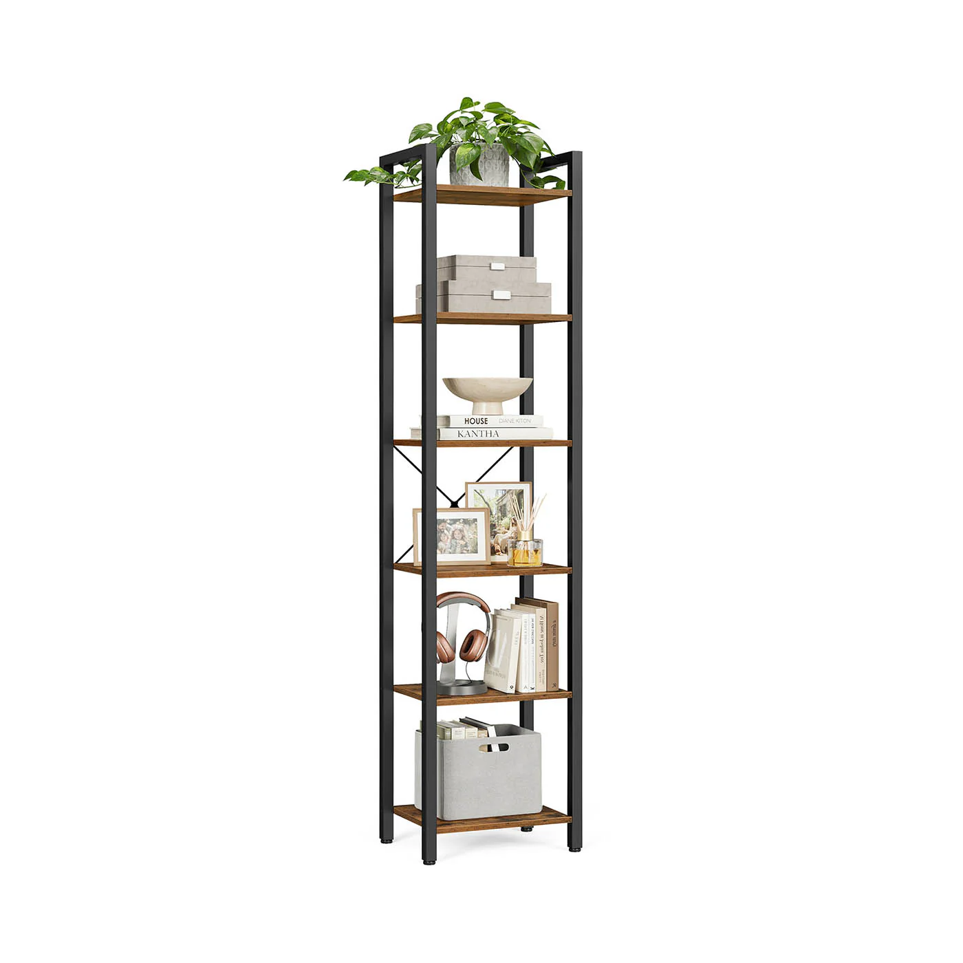 Image of Scaffale Libreria per Ufficio Studio Soggiorno Camera da Letto Stile Industriale